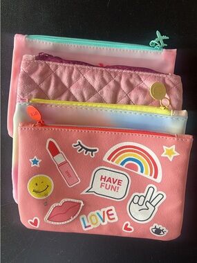 Kids Pink Sticker Zip Pouch Set – Fun Multicolor Design